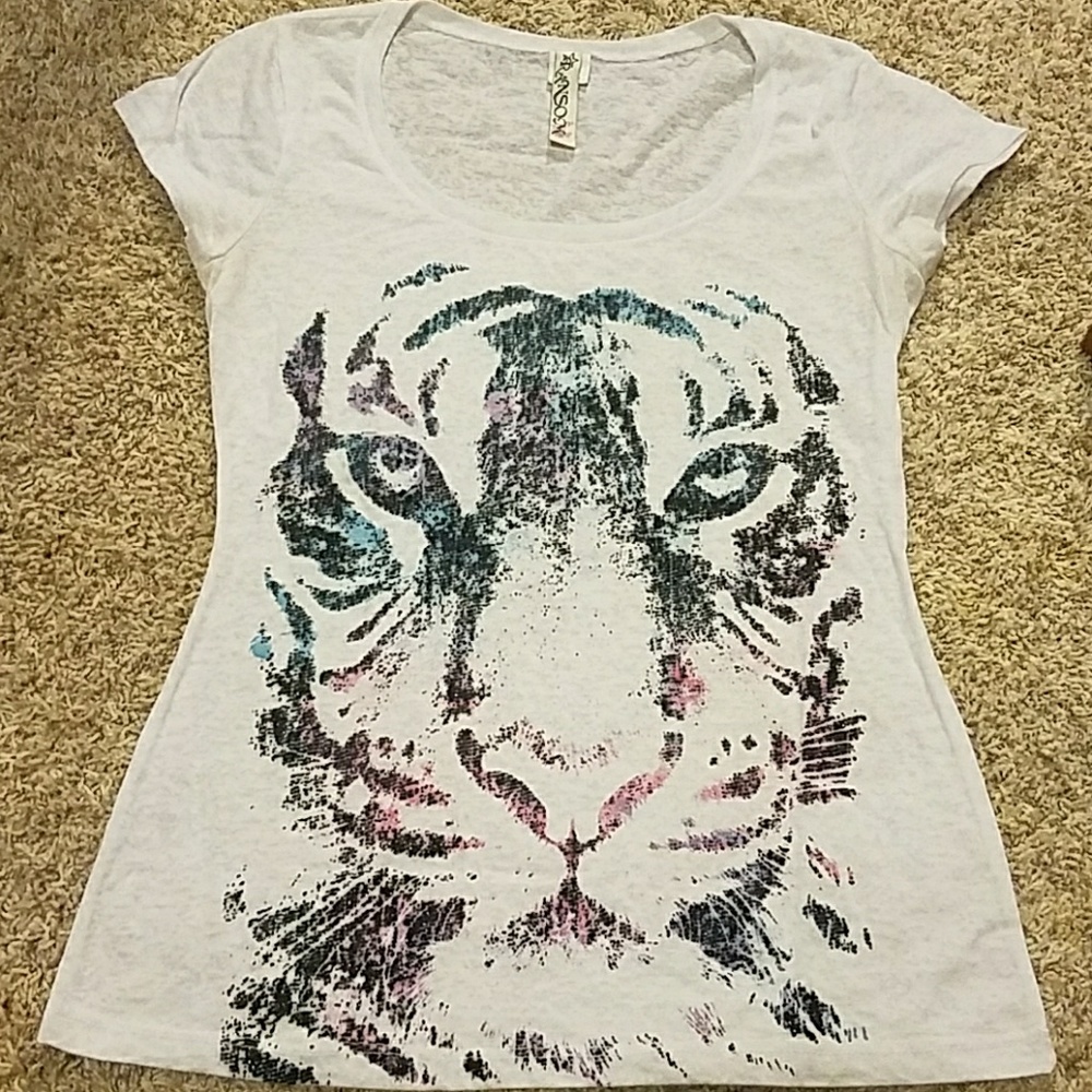 White Burnout Tiger Shirt